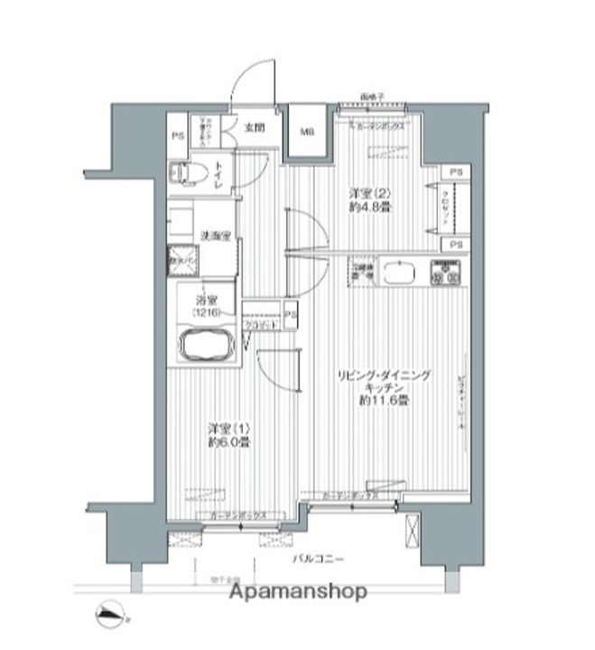 東京都北区神谷1丁目の賃貸マンションの間取り