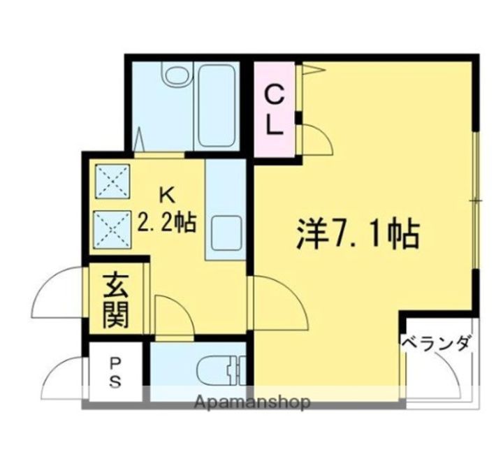 東京都渋谷区幡ヶ谷2丁目の賃貸マンションの間取り