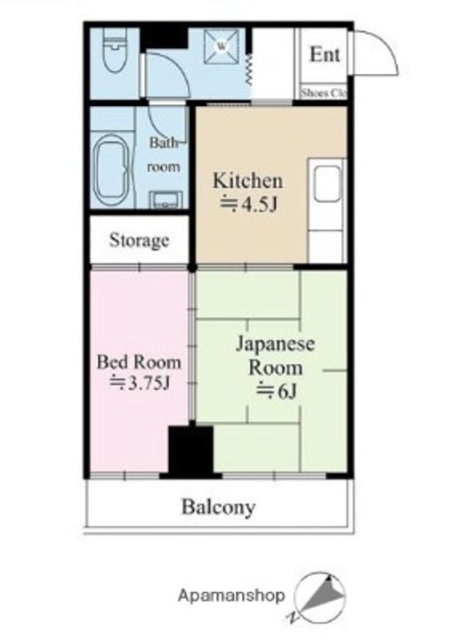東京都港区三田3丁目の賃貸マンションの間取り
