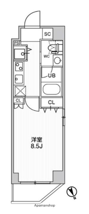 東京都台東区柳橋2丁目の賃貸マンションの間取り