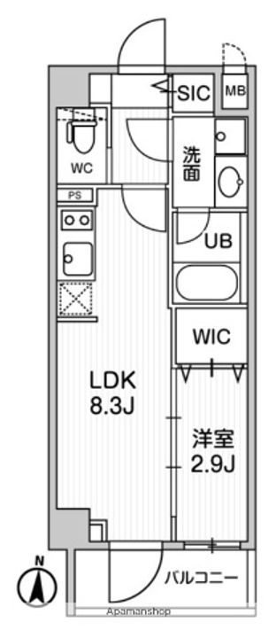 東京都墨田区業平4丁目の賃貸マンションの間取り