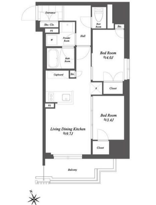 東京都台東区雷門1丁目の賃貸マンションの間取り