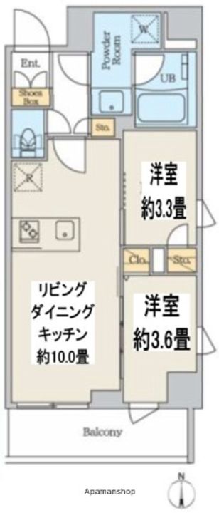 東京都墨田区吾妻橋2丁目の賃貸マンションの間取り