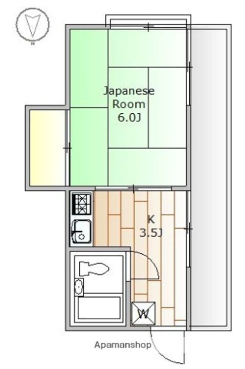 東京都大田区中央2丁目の賃貸アパートの間取り