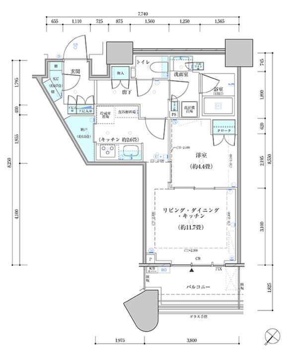 パークタワー勝どき サウス棟の間取り
