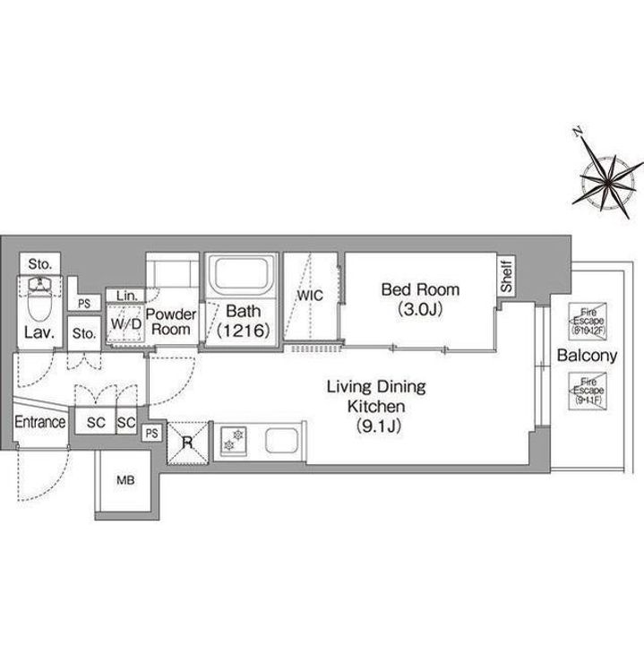 バウスフラッツ蔵前の間取り