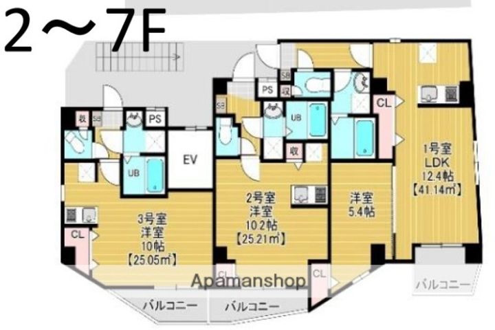 東京都台東区清川2丁目の賃貸マンションの間取り