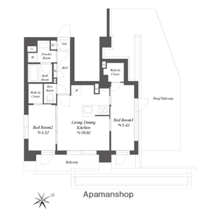 東京都品川区南品川6丁目の賃貸マンションの間取り