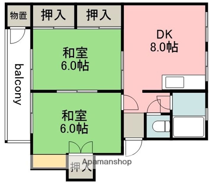 東京都調布市染地3丁目の賃貸マンションの間取り