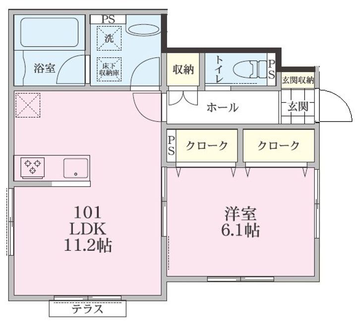 ミル・ソレイユ国領101号室の間取り