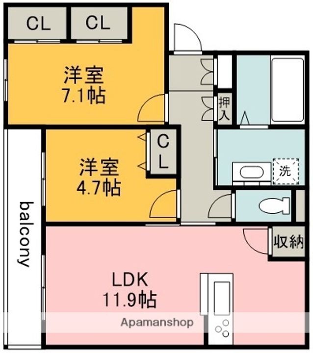 東京都調布市国領町1丁目の賃貸アパートの間取り