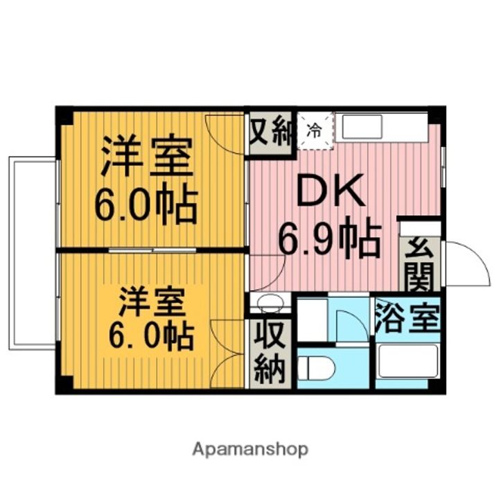 神奈川県大和市下鶴間の賃貸アパートの間取り