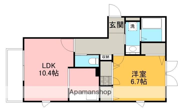 神奈川県相模原市中央区宮下本町1丁目の賃貸アパートの間取り