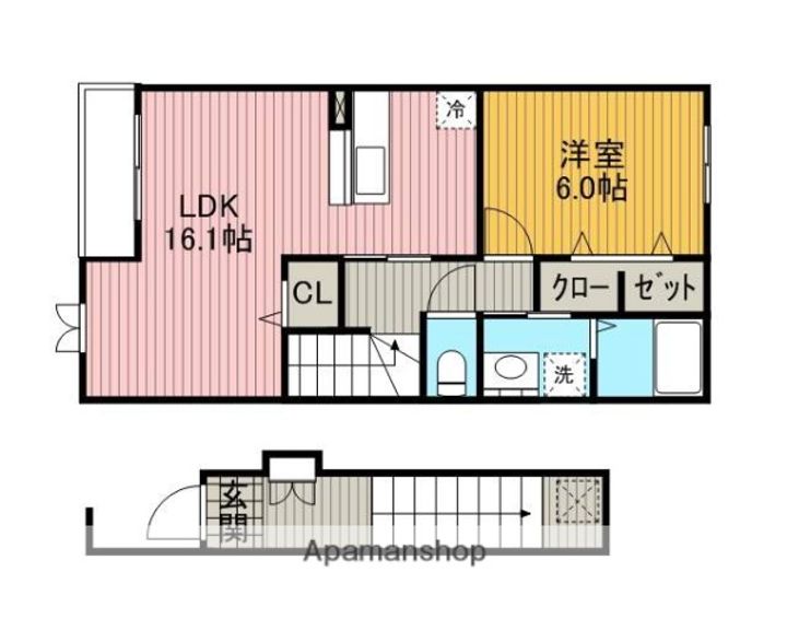 東京都町田市上小山田町の賃貸アパートの間取り