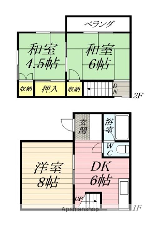 神奈川県横須賀市汐入町5丁目(一戸建)の賃貸物件戸建ての間取り
