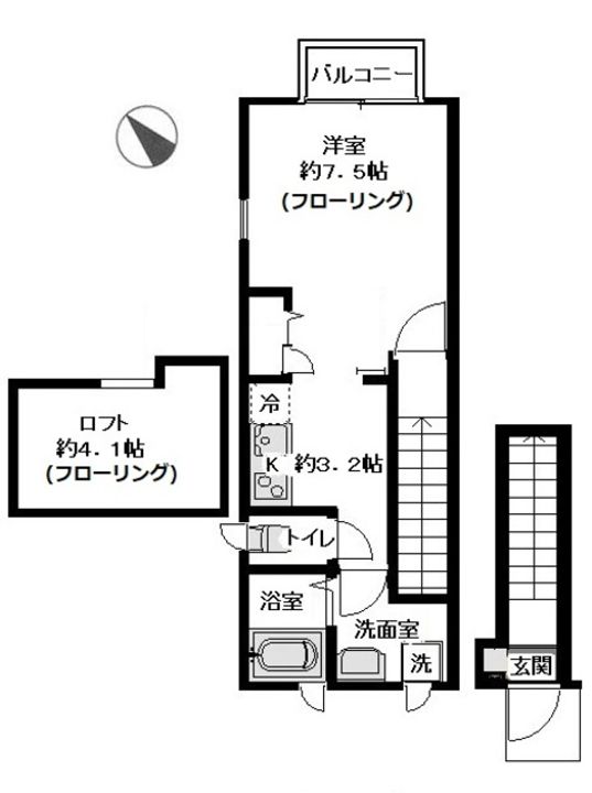 神奈川県横浜市港北区綱島台の賃貸アパートの間取り
