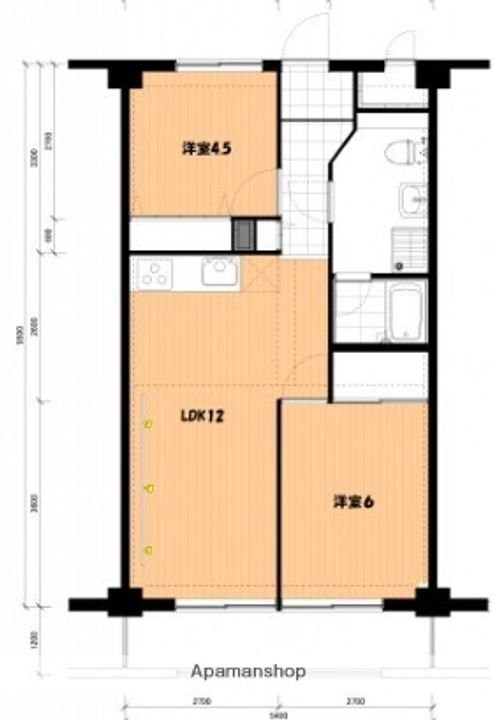神奈川県横浜市港北区綱島西5丁目の賃貸マンションの間取り