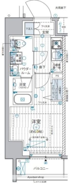 神奈川県横浜市西区浜松町の賃貸マンションの間取り