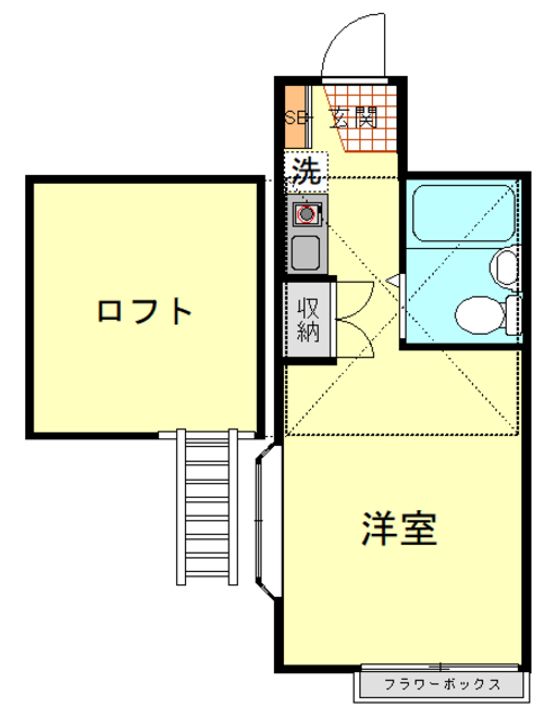 神奈川県横浜市磯子区中原3丁目の賃貸アパートの間取り