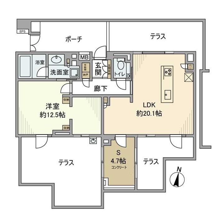 神奈川県横浜市神奈川区松ケ丘の賃貸マンションの間取り