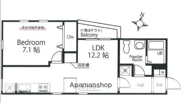 ハーミットクラブハウストゥギャザー横浜和田町の間取り
