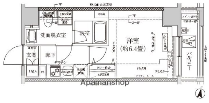 神奈川県横浜市神奈川区大口通の賃貸マンションの間取り