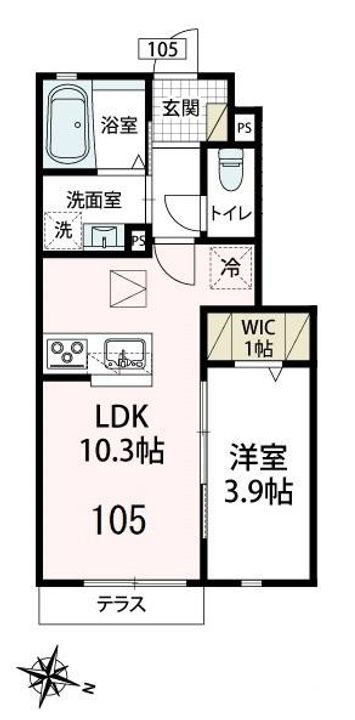 アルカディア105号室の間取り