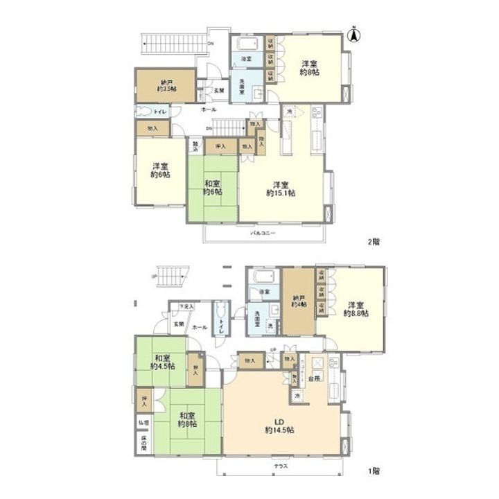 神奈川県横浜市神奈川区沢渡(一戸建)の賃貸物件の間取り