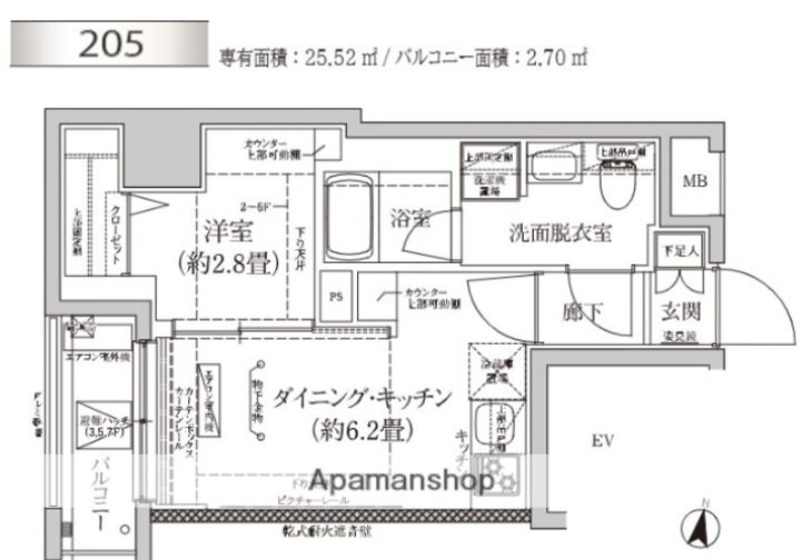 神奈川県横浜市神奈川区大口通の賃貸マンションの間取り