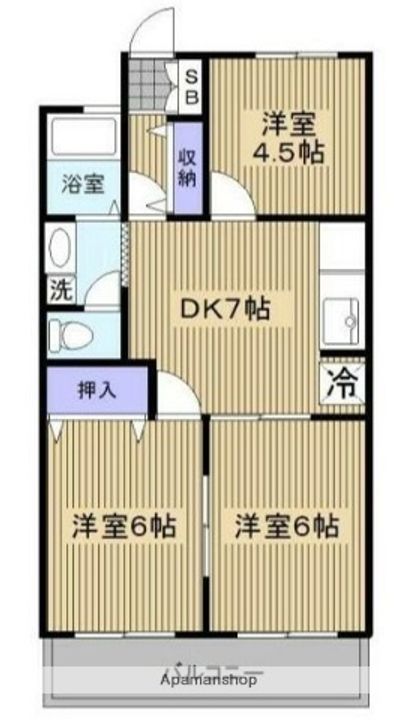 神奈川県綾瀬市上土棚南5丁目の賃貸マンションの間取り