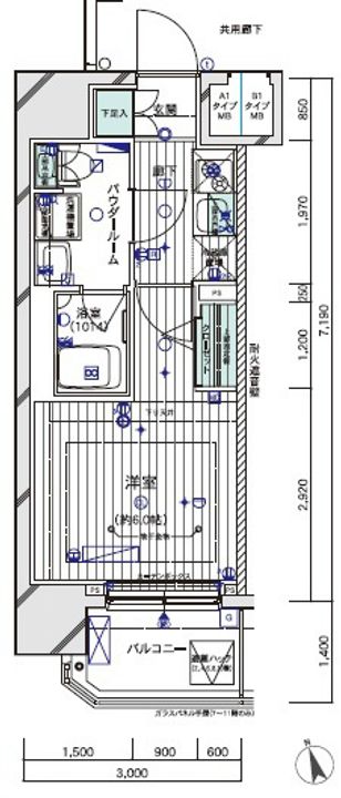 神奈川県川崎市幸区南幸町1丁目の賃貸マンションの間取り