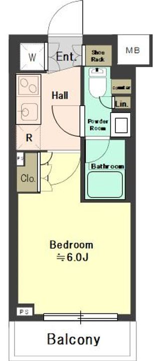神奈川県横浜市南区井土ケ谷下町の賃貸マンションの間取り