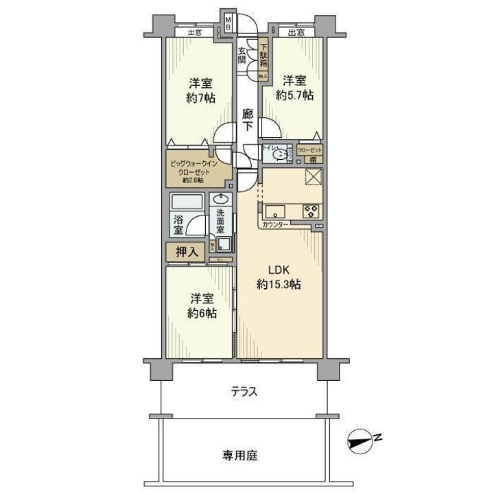 クレストフォルム綱島ガーデンコートの間取り