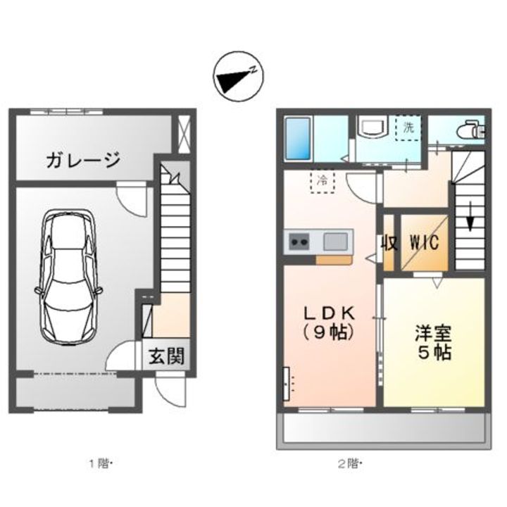 秦野市若松町ガレージハウスの間取り