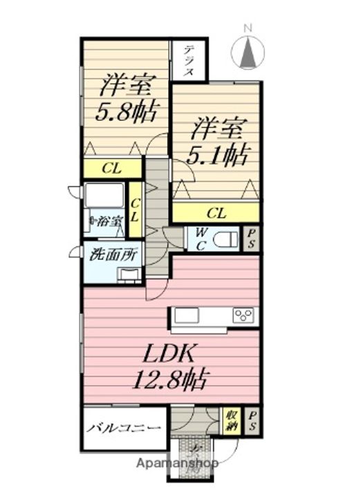 神奈川県藤沢市鵠沼藤が谷1丁目の賃貸アパートの間取り