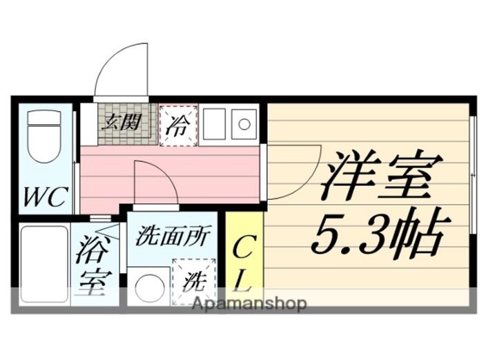 神奈川県藤沢市鵠沼橘2丁目の賃貸アパート104の間取り