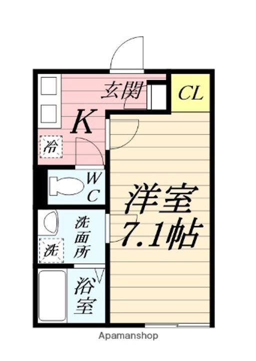神奈川県秦野市南矢名の賃貸アパート103の間取り