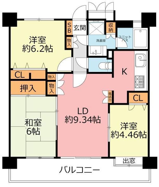 平塚八重咲町三和プラザ402の間取り