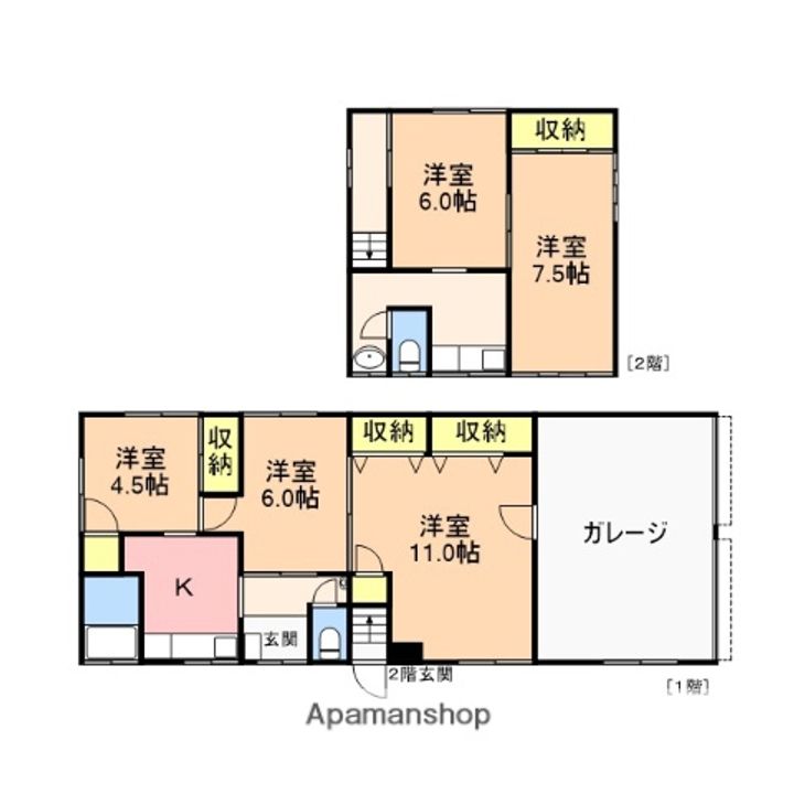 新潟県新潟市中央区天明町(一戸建)の賃貸物件戸建ての間取り