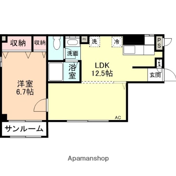 富山県富山市西大泉の賃貸マンションの間取り