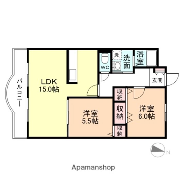 富山県富山市金代の賃貸マンションの間取り