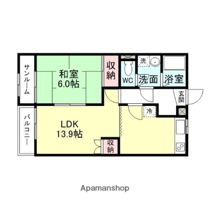 富山県富山市富岡町の賃貸マンションの間取り