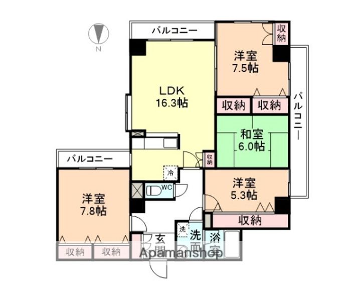富山県富山市今泉西部町の賃貸マンション302の間取り