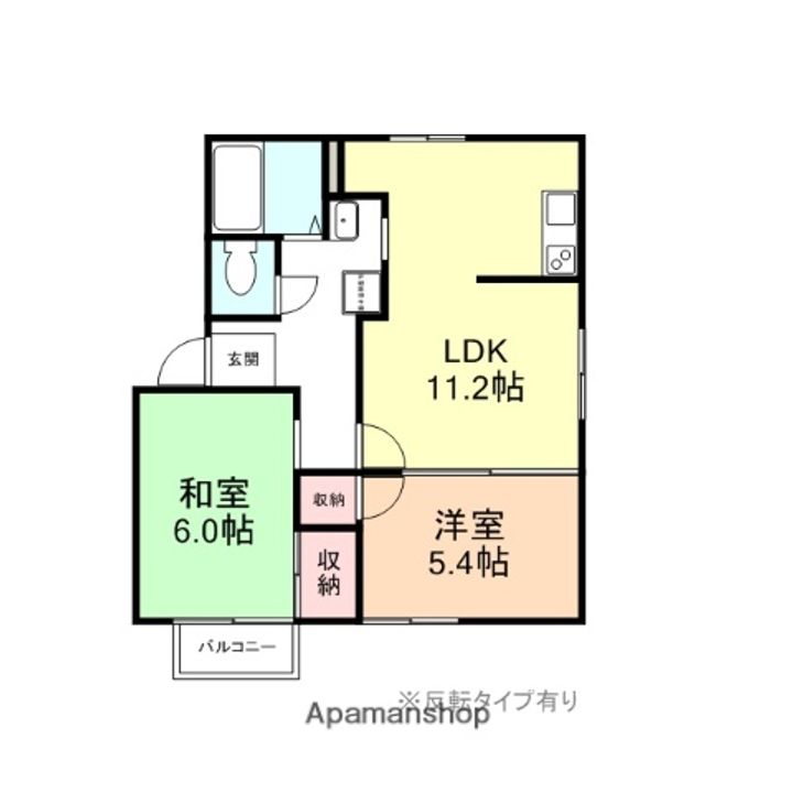 富山県富山市中田2丁目の賃貸アパートの間取り