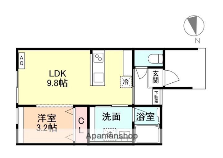 富山県砺波市杉木の賃貸アパート102の間取り