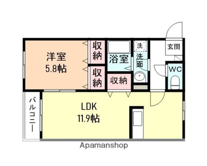 富山県富山市藤の木台3丁目の賃貸アパートの間取り