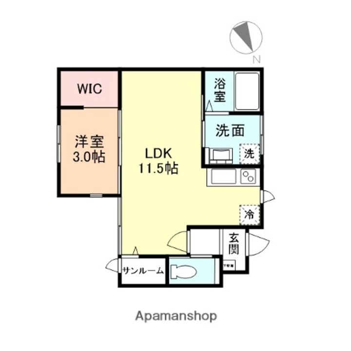 富山県富山市久方町の賃貸アパートの間取り