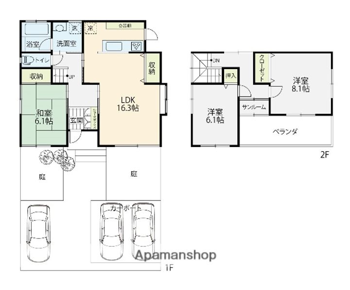 石川県野々市市長池(一戸建)の賃貸物件戸建ての間取り