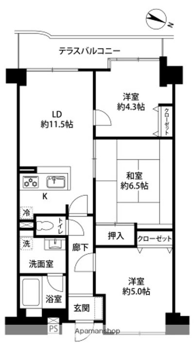 信開ダイナスティ浅野川・キングス館2517の間取り