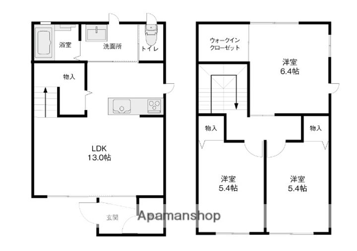 石川県金沢市粟崎町ホ(一戸建)の賃貸物件戸建ての間取り